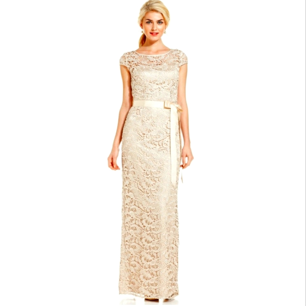 Women’s Rose Gold Sequin Lace Special Occasion Maxi Dress